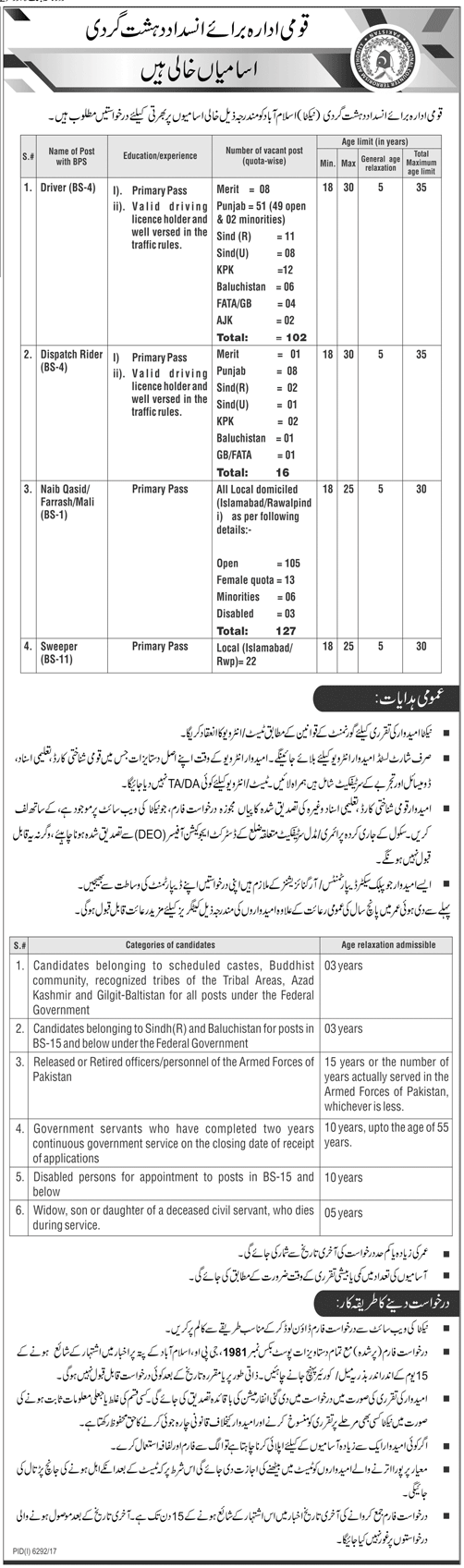 National Counter Terrorism Authority Islamabad NACTA Jobs 2023 nacta.gov.pk Form