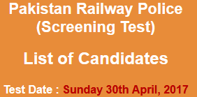 Pakistan Railway Police ASI, Constable NTS Test Result 2023 30th April