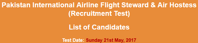 PIA Flight Steward, Air Hostess Jobs NTS Test Result 2024 21st May