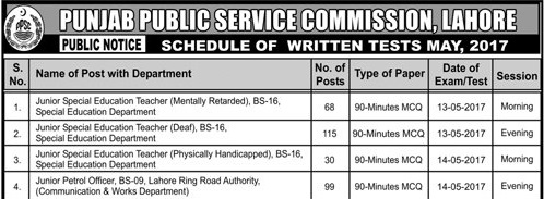 PPSC Junior Patrol Officer Lahore Ring Road Written Test Result 2023