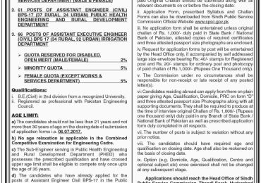 Sindh Public Service Commission Jobs 2024 Assistant Engineer CIVIL www.spsc.gov.pk