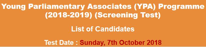 Young Parliamentary Associates YPA Programme NTS Test Result 2023 7th October