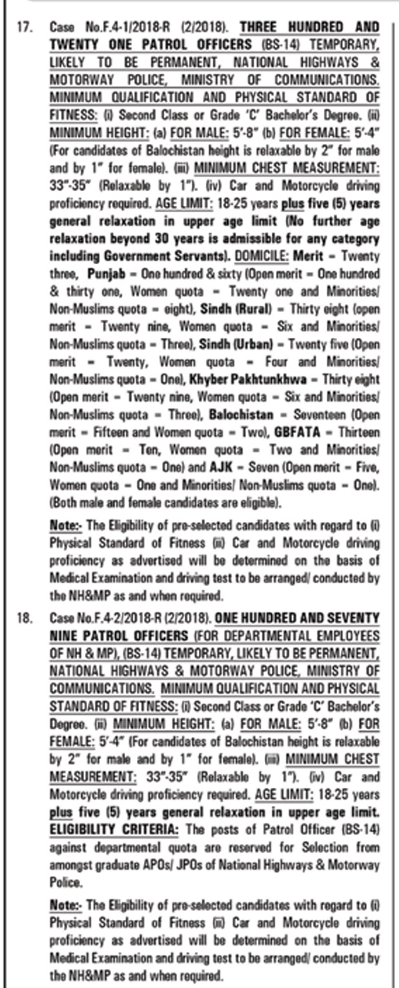 National Highways Motorway Police Patrol Officers Jobs 2023 February FPSC Application Form Online Apply