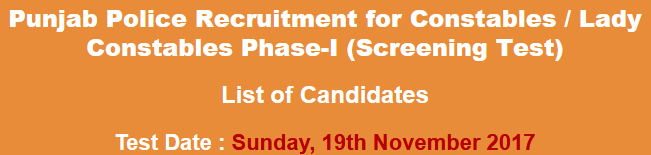 Punjab Police Constable, Lady Constable Jobs NTS Test Result 2023 19th November