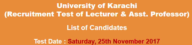 Karachi University UOK Jobs NTS Test Result 2023 25th November
