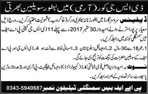 Pakistan Army Sanitary Worker Jobs 2024 For Balochistan Domicile Holders