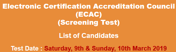 Electronic Certification Accreditation Council ECAC Jobs NTS Test Result 2023 9th, 10th March