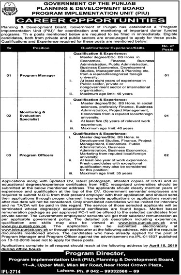 P&D Lahore Jobs 2023 Program Manager, Monitoring Evaluation Specialist, Program Officers