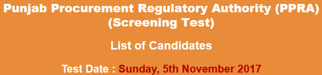 Public Procurement Regulatory Authority PPRA NTS Test Result 2024 5th November