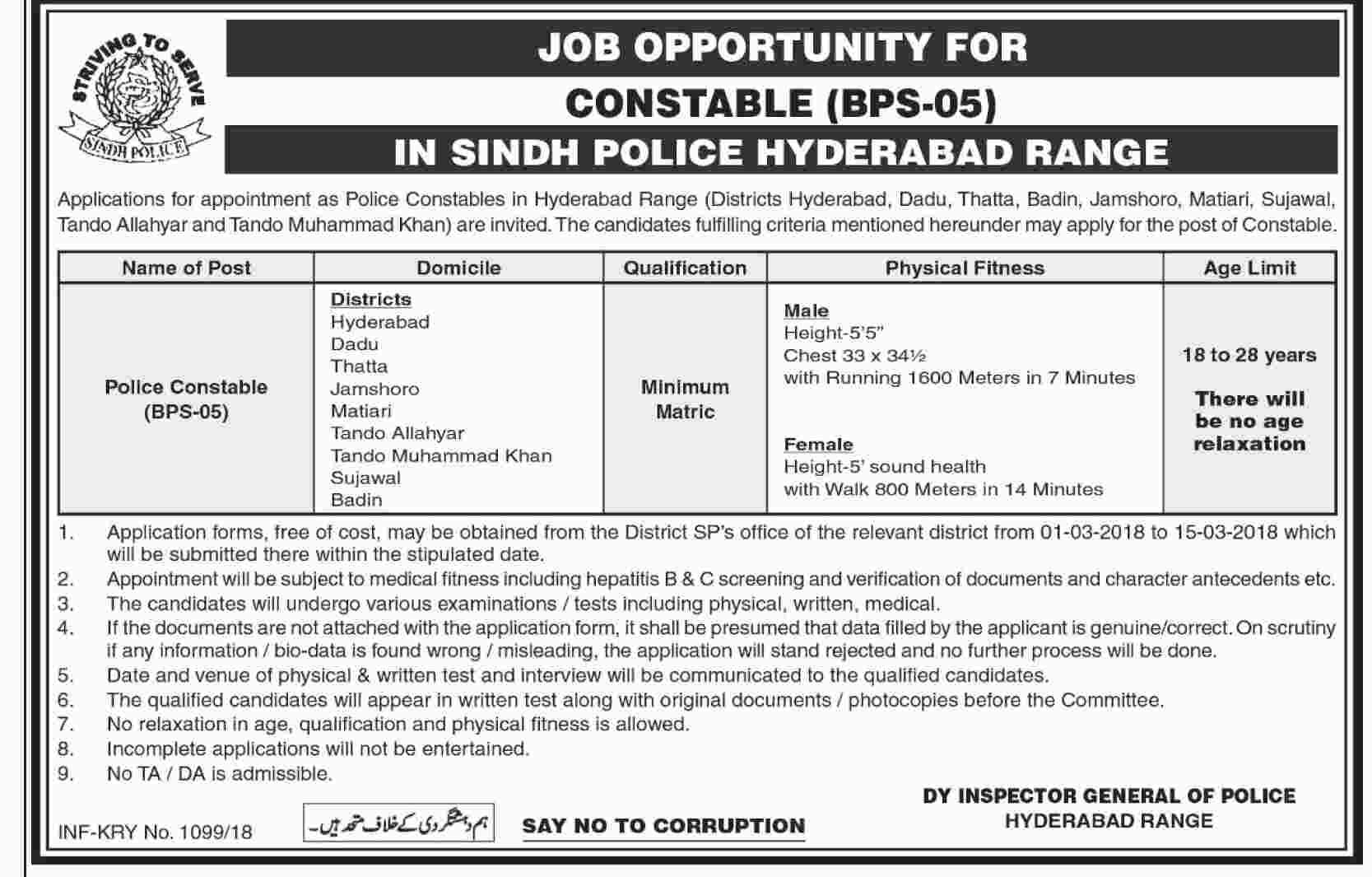 Sindh Police Jobs 2024 Application Form Advertisement Physical Test, Interview