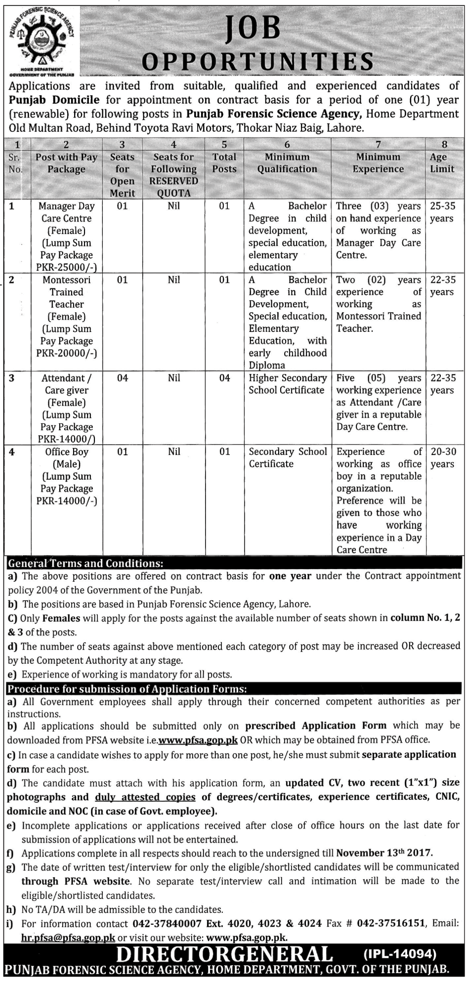 Punjab Forensic Science Agency Jobs 2023 Application Form www.pfsa.com.pk