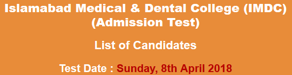 Islamabad Medical and Dental College IMDC NTS Test Result 2023 Answer Key 8th April