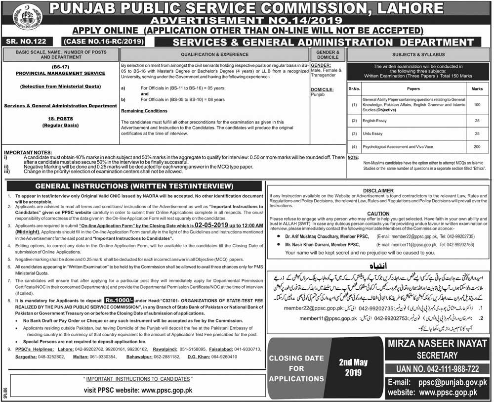 PPSC PMS Syllabus 2024 Punjab PMS Subjects Compulsory, Optional Marks List