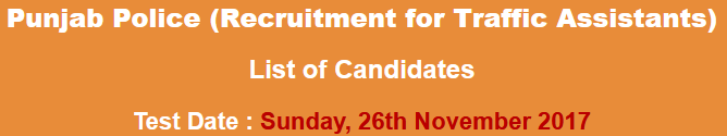 Punjab Police Traffic Assistants Jobs NTS Written Test Answer Keys 2023 26th November