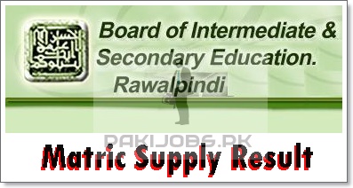 BISE Rawalpindi Board Matric Supply Result 2023 www.biserwp.edu.pk Online