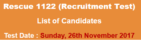 Rescue 1122 Emergency Officer Jobs NTS Written Test Result 2023 26th November