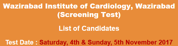 Wazirabad Institute of Cardiology Jobs NTS Test Result 2023 Answer keys 4th, 5th November