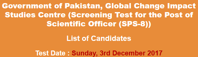 Global Change Impact Studies Centre Scientific Officer Jobs NTS Test Result 2024 3rd December