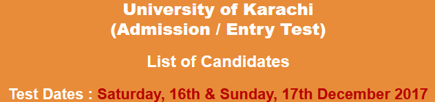 Karachi University UOK Bachelors, Masters Admission NTS Test Result 2024 16th, 17th December