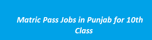 Matric Pass Jobs in Punjab 2024 Government Department 10th Class Vacancies