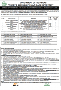 Punjab Healthcare Department THQ, DHQ NTS Jobs 2024 Medical Vacancies Written test Interview Date