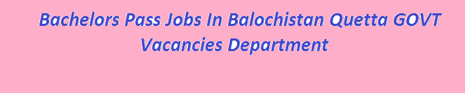 Bachelors Pass Jobs In Balochistan 2024 Quetta GOVT Vacancies Department