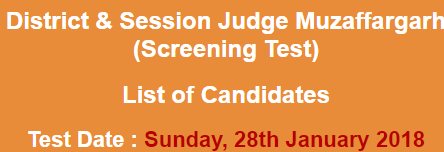 District And Session Judge Muzaffargarh Jobs NTS Test Result 2023 28th January
