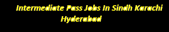 Intermediate Pass Jobs In Sindh Karachi Hyderabad 2023 Government Application form Last Date