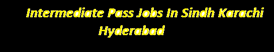 Intermediate Pass Jobs In Sindh Karachi Hyderabad 2024 Government Application form Last Date