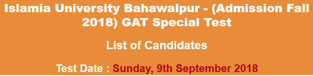 Islamia University Bahawalpur IUB NTS GAT General Test Result 2024 9th September