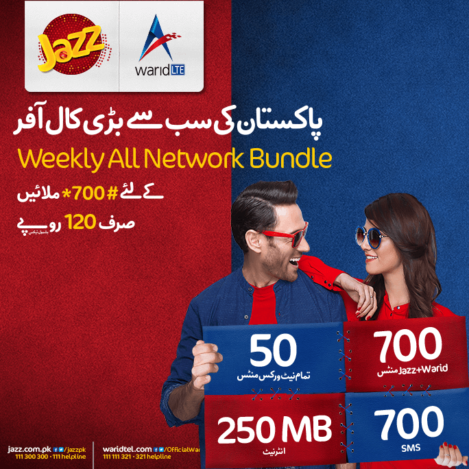 Jazz Weekly All Network Offer 2024 Free Warid On-net Call Minutes, Free SMS, Free Internet MBs Activation Deactivation Codes