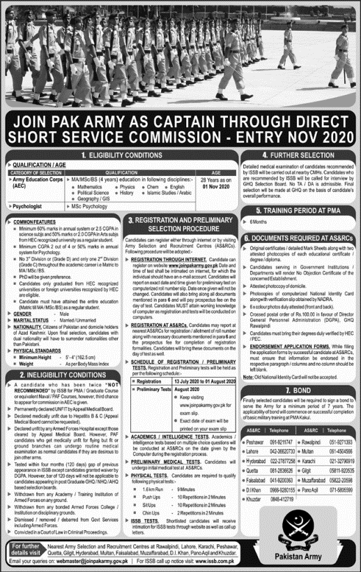 Pakistan Army Captain Jobs 2023 DSSC Online Registration Form