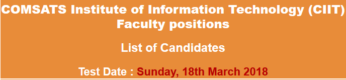 COMSATS Lecturer Jobs NTS Test Result 2023 18th March