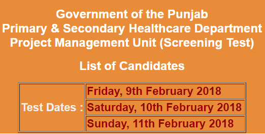 Project Management Unit Punjab NTS Test Result 2024 9th, 10th, 11th February
