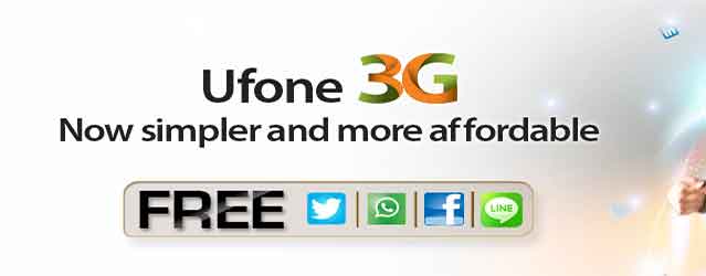 Ufone Free Facebook, Whatsapp, Line, Twitter Social Media Unlimited Monthly Code Packages