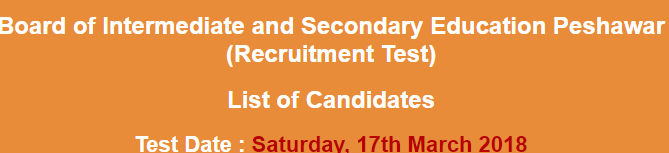 BISE Peshawar Board Jobs NTS Test Result 2024 17th March Answer Key Online