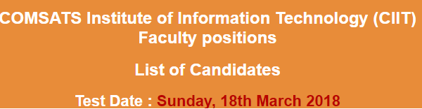 COMSATS Faculty Jobs NTS Test Result 2024 18th March Teaching Staff Answer Keys