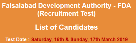 Faisalabad Development Authority FDA Jobs NTS Test Result 2023 Answer Keys 16th, 17th March