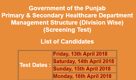 DHQ, THQ Hospitals in Punjab Jobs NTS Test Result 2023 13th, 14th, 15th, 16th April