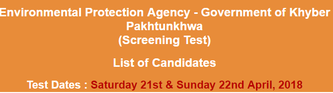 Environmental Protection Agency KPK NTS Test Result 2024 21st, 22nd April
