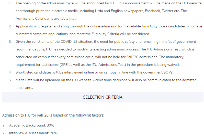 ITU Admission Procedure