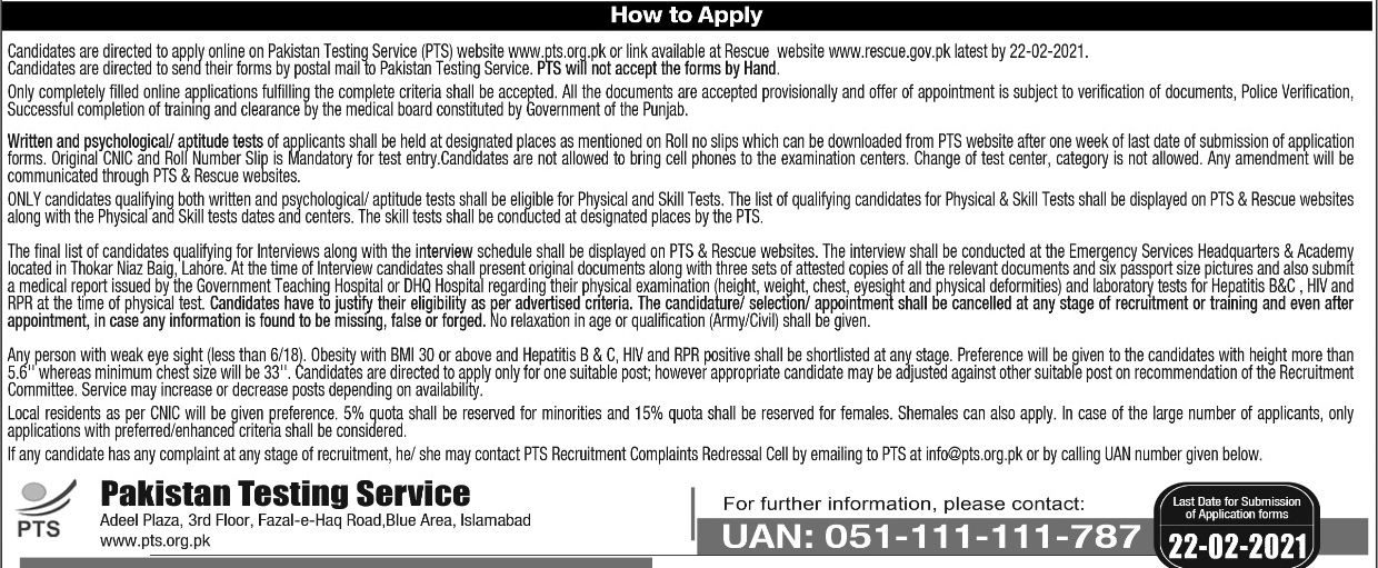 How To Apply Online Punjab Rescue 1122 Jobs Feb 2023