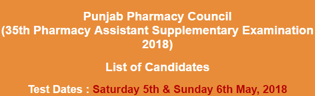 Punjab Pharmacy Council Pharmacy Assistant NTS Supply Exams Result 2023 5th, 6th May
