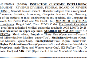 FPSC Custom Inspector Jobs 2024 Online Apply Advertisement