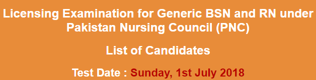 Pakistan Nursing Council PNC Licensure Exam NTS Test Result 2023 BSN, RN 1st July