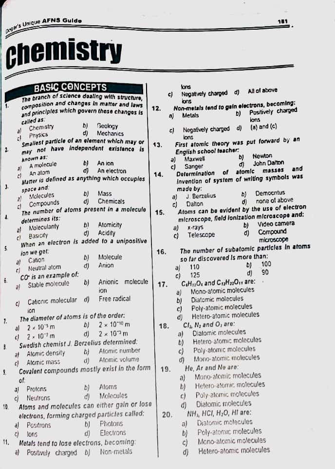 Pak Army AFNS Test Syllabus