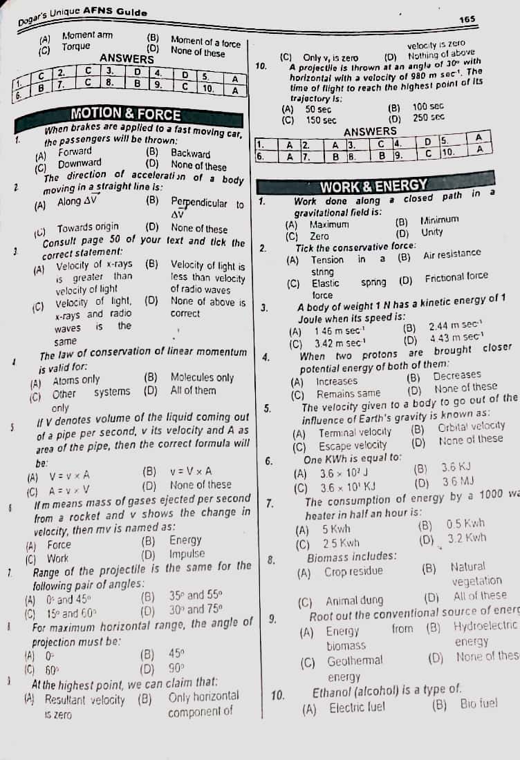 Pak Army AFNS test paper