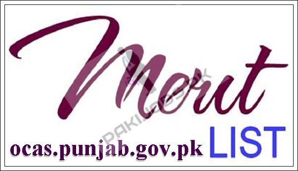 ocas.punjab.gov.pk Merit List 2023 All Government Colleges Punjab