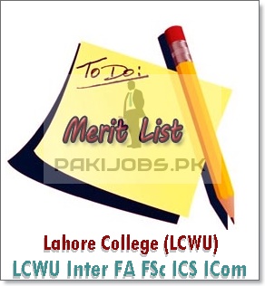 Lahore College LCWU FA, FSC, ICS, ICom Merit List 2024 1st, 2nd, 3rd Intermediate