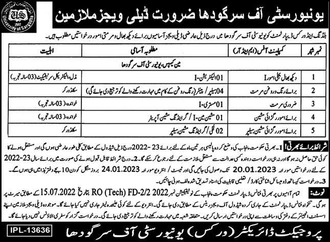 University of Gujrat Job 2023 Application Form